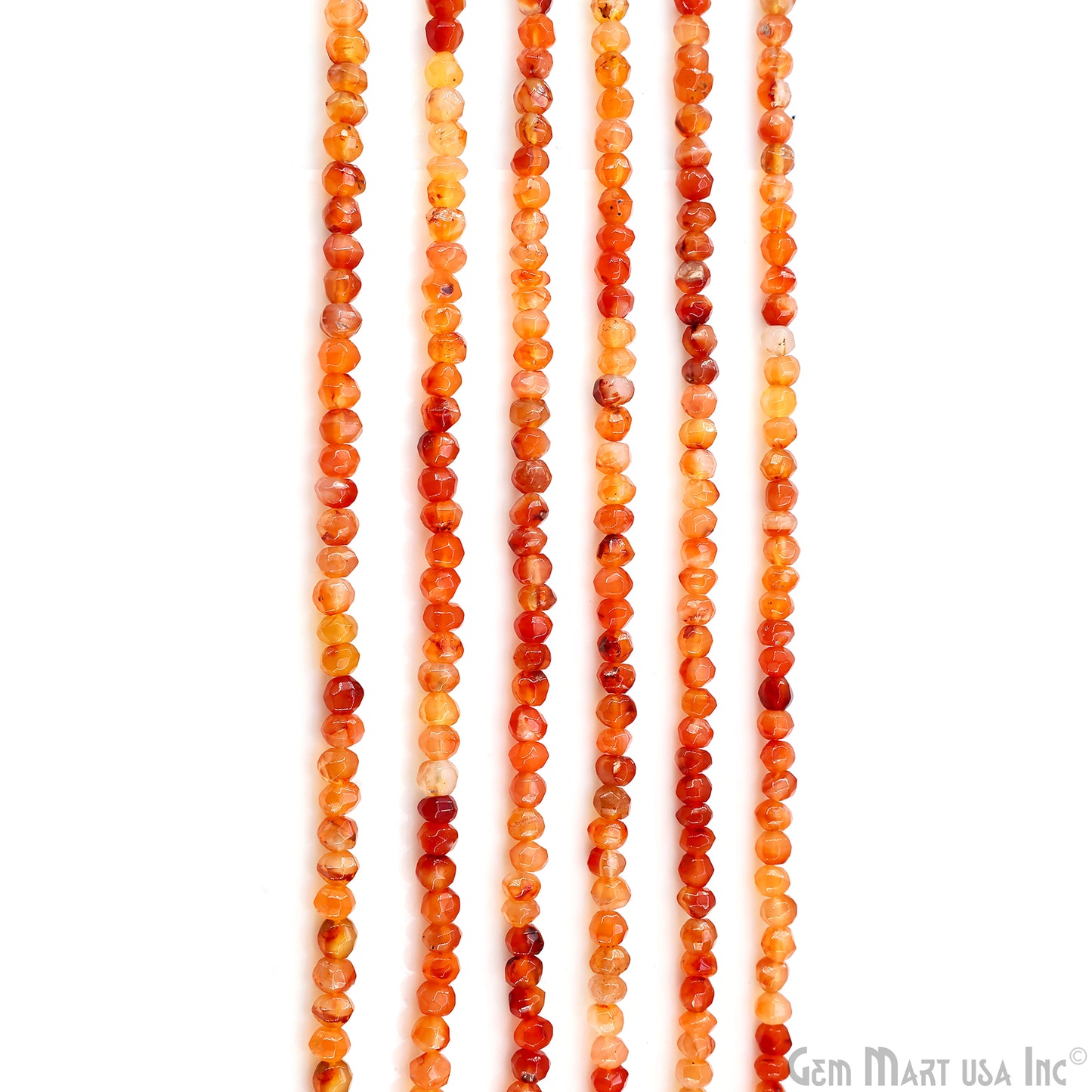 Carnelian Faceted Drilled Beads 5-7mm Waist Beads, Rondelle Bead Strand 13 Inch