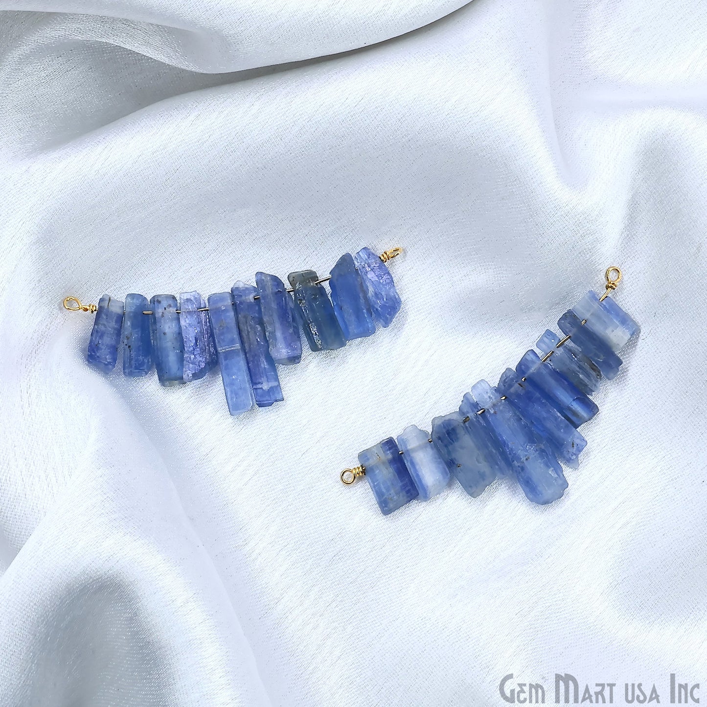 Uncut Gemstone Beads Bar Gold Plated Wire Wrapped Pendant 27x13mm