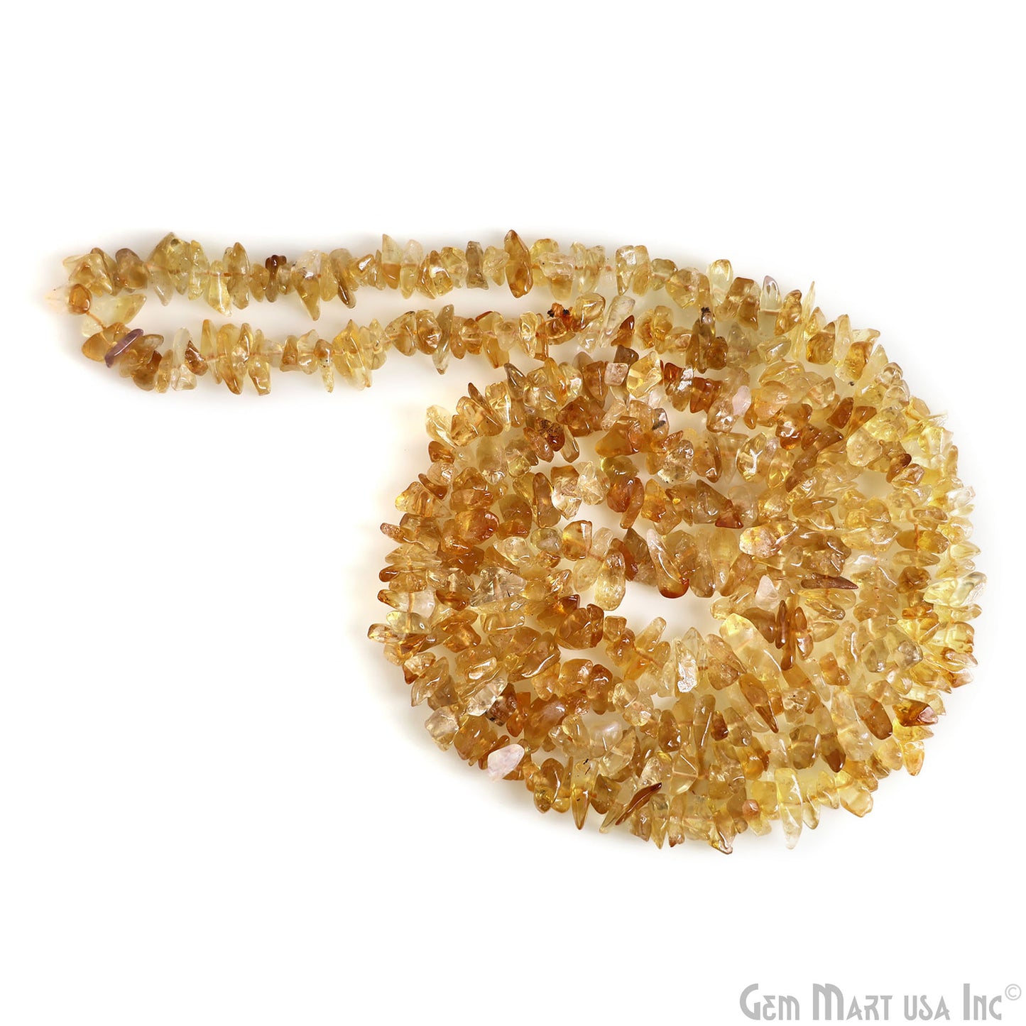 Citrine Chip Beads, 34 Inch, Natural Chip Strands, Drilled Strung Nugget Beads, 3-7mm, Polished, GemmartUSA (CHCI-70001)