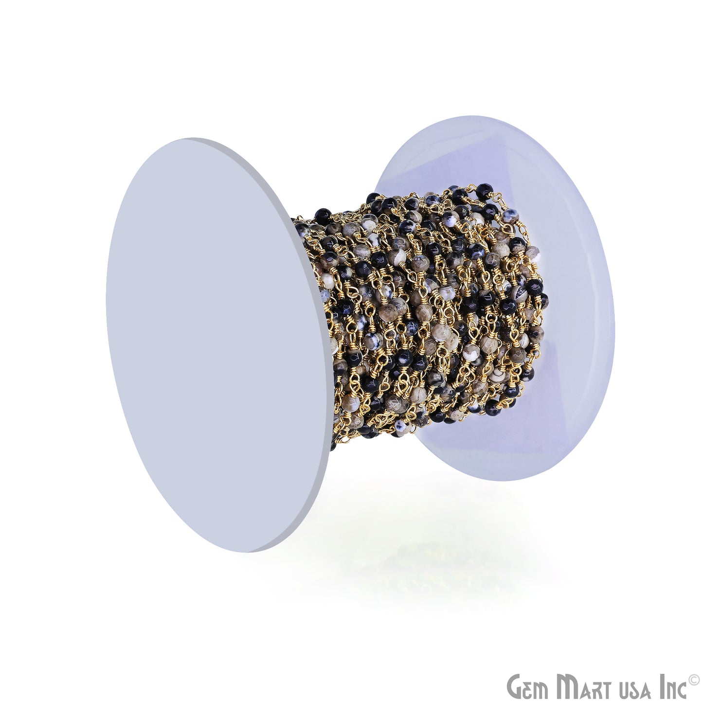 Cat Eye 3-3.5mm Tiny Beads Gold Plated Wire Wrapped Rosary Chain