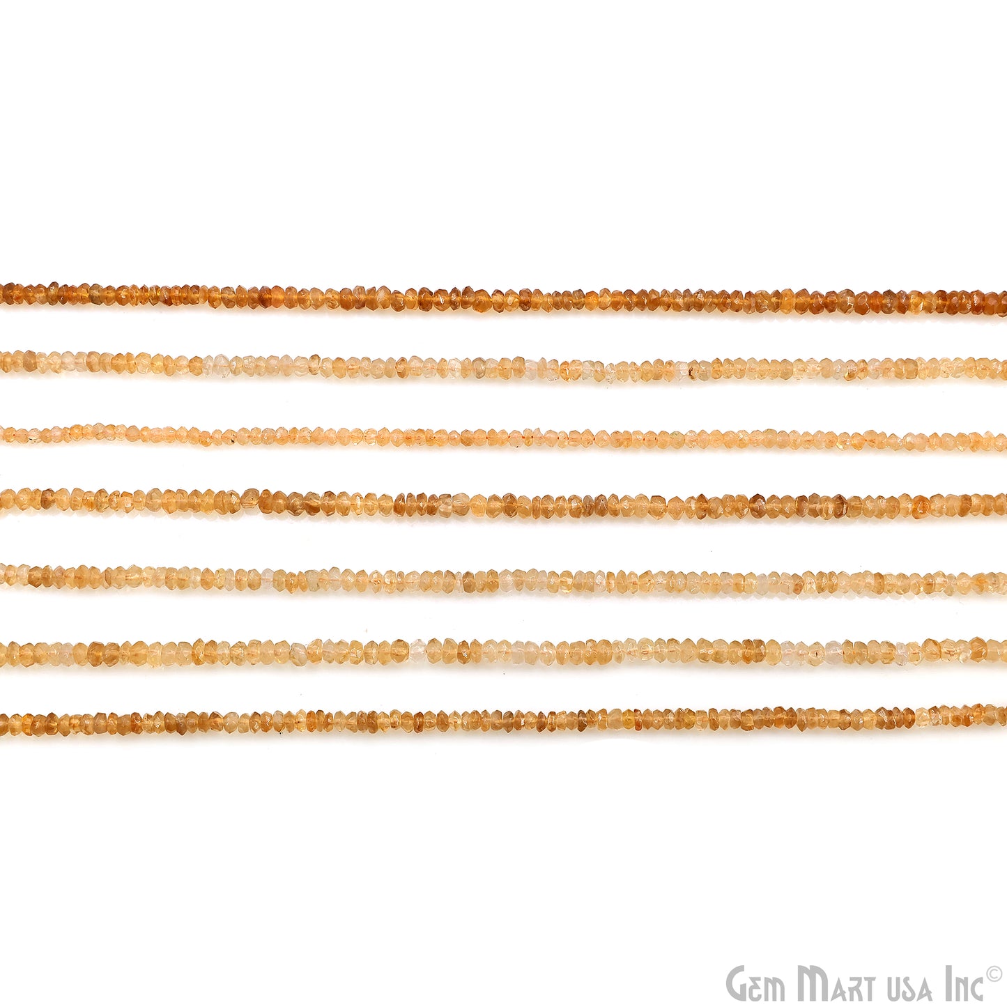 Lemon Topaz Faceted Round Drilled Beads 3-4mm Waist Beads, Rondelle Bead Strand 14 Inch