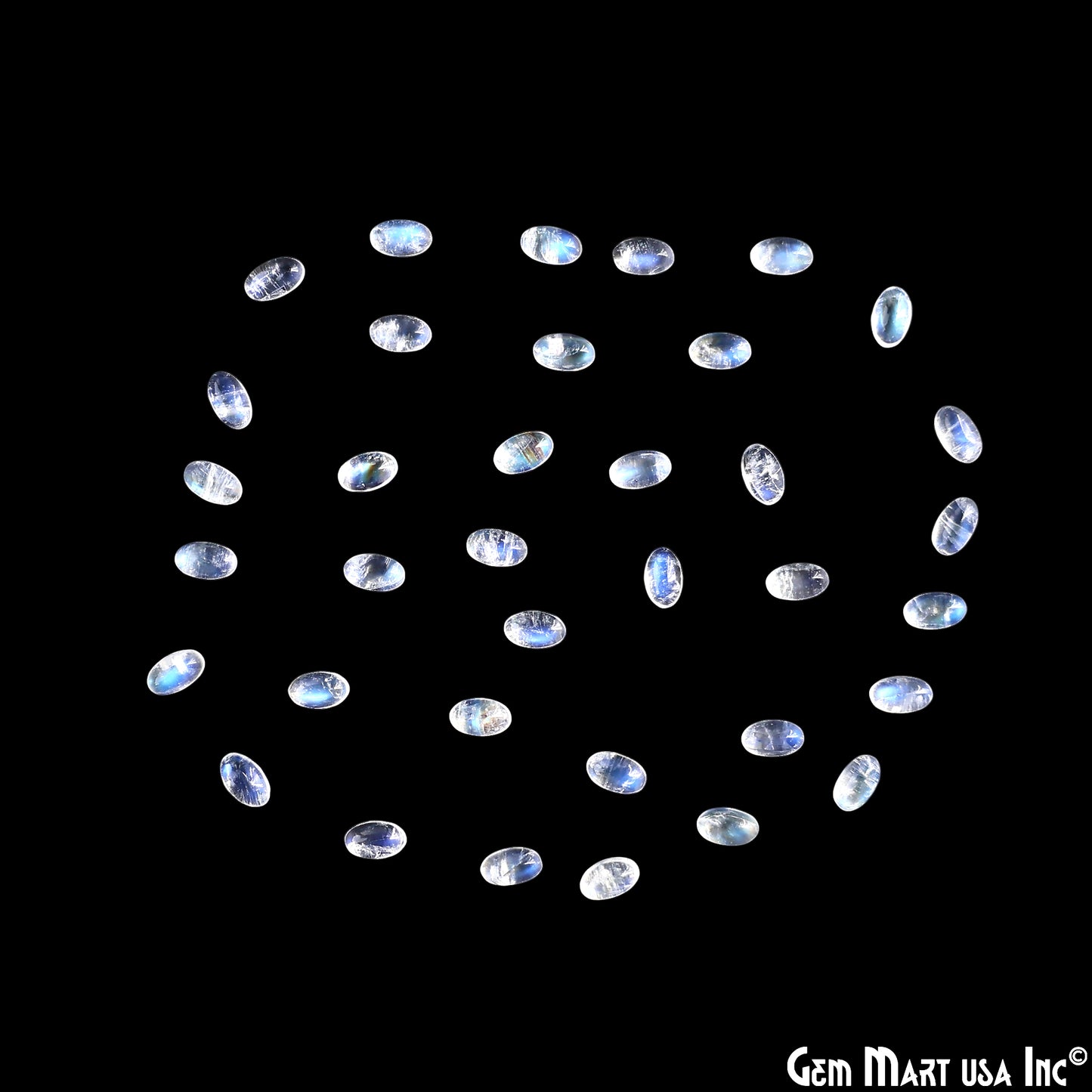 Rainbow Moonstone Wholesale Gemstones, 100% Natural Semi-Precious Gems, Rainbow Cabochons Loose Gems, 3x5mm, Oval, 5 Carats