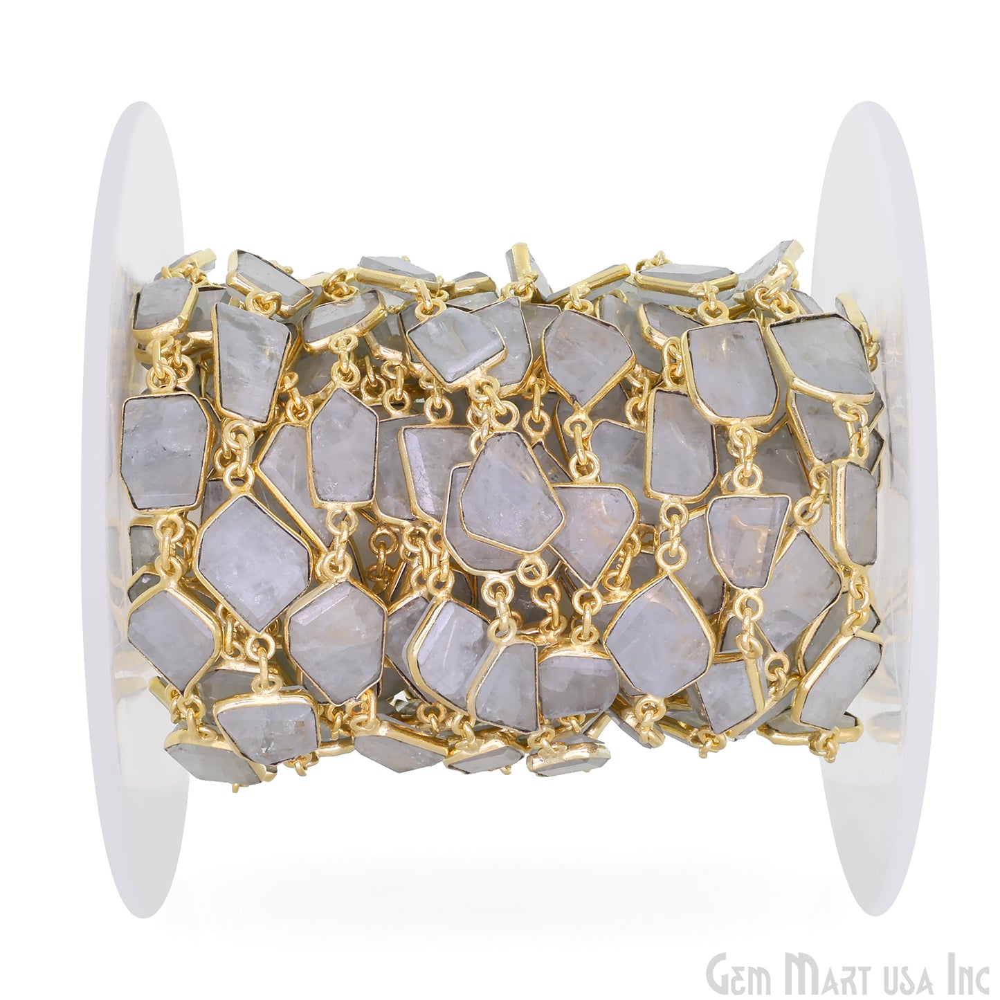 Aquamarine 10-15mm Faceted Free Form Gold Plated Bezel Connector Link Chain