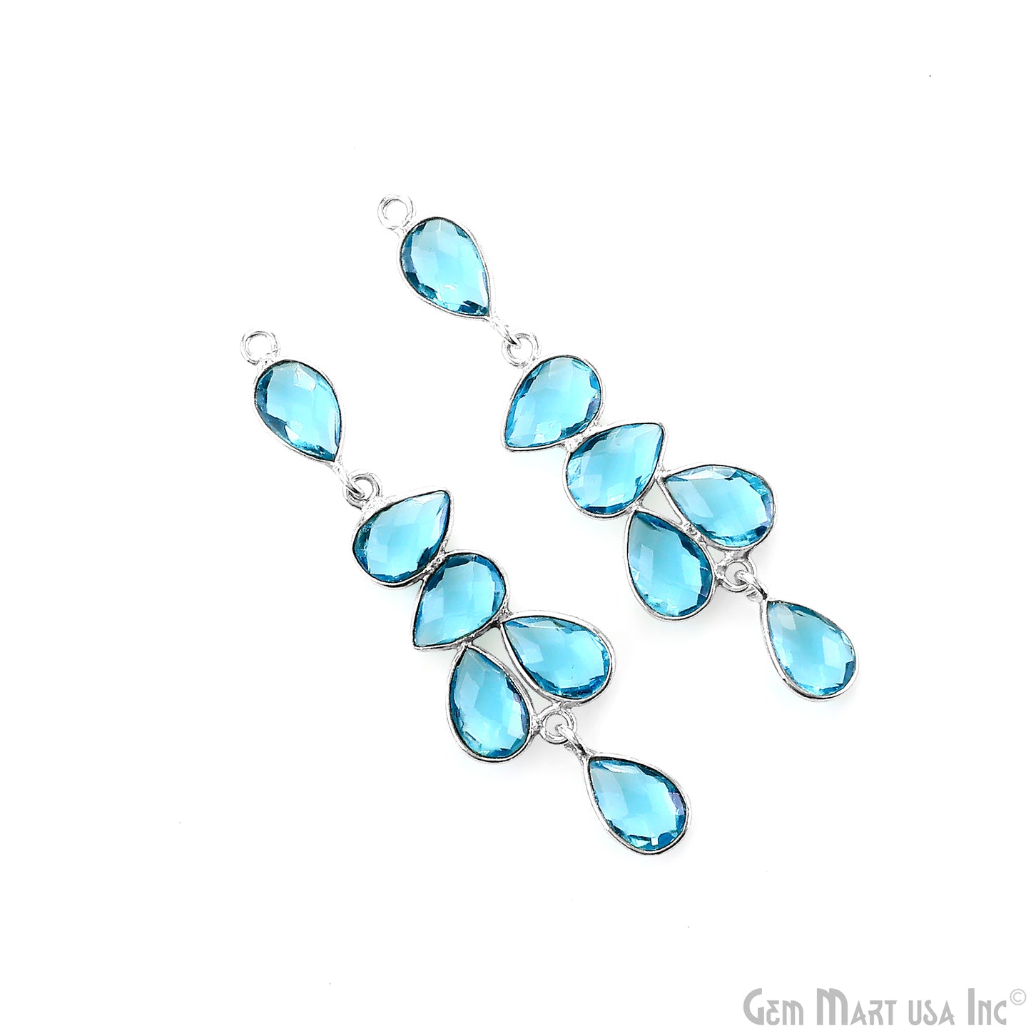 Swiss Blue Topaz 54x14mm Single Bail Chandelier Finding Component