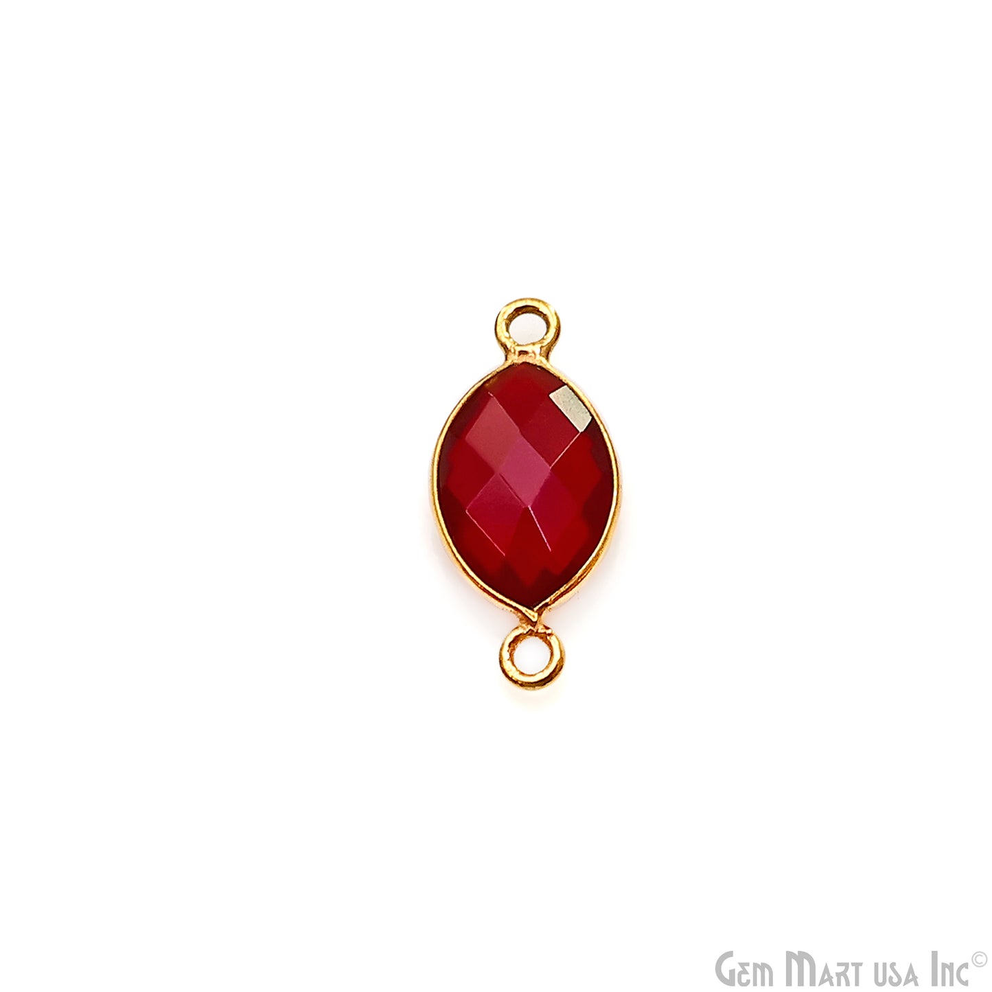 Garnet Marquise 8x12mm Double Bail Gold Bezel Connector