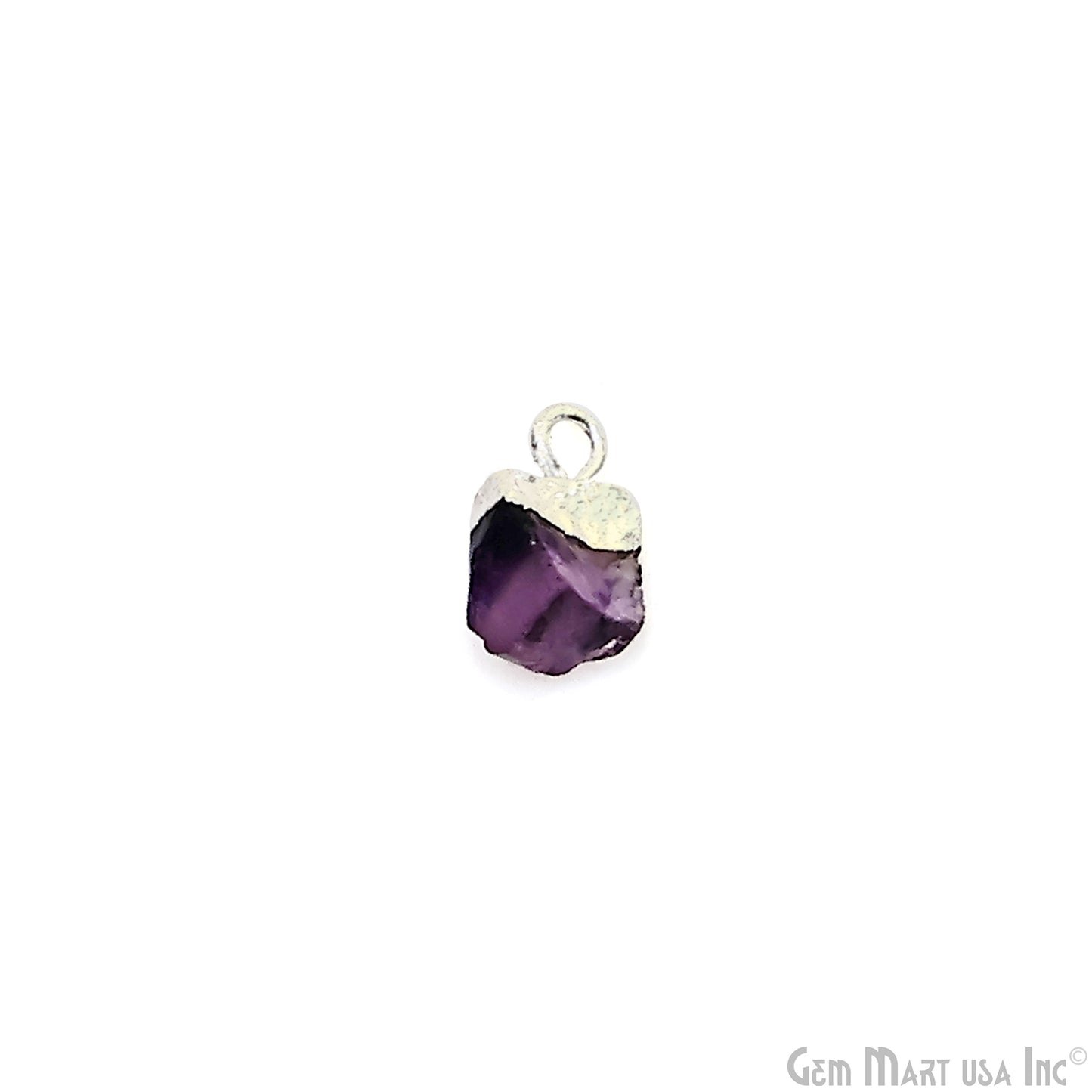 Rough Amethyst Gemstone Organic Silver Edged Single Bail Connector