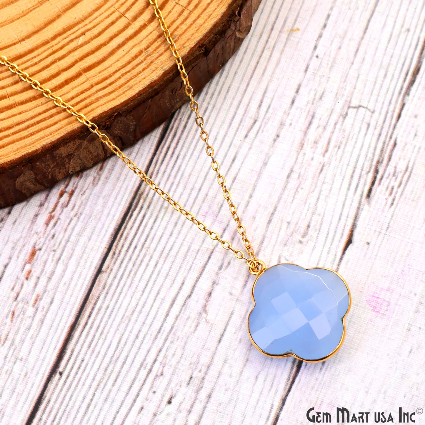 Clover 24x20mm Gemstone Single Bail Gold Bezel Gemstone Connector