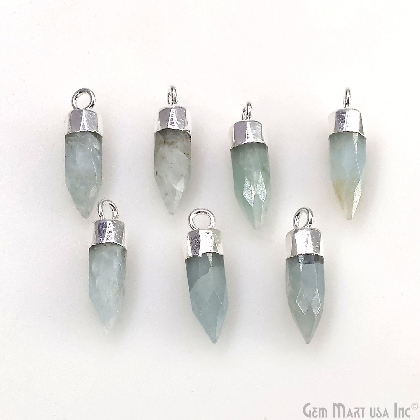 Bullet Shape 17x5mm Silver Electroplated Gemstone Connector