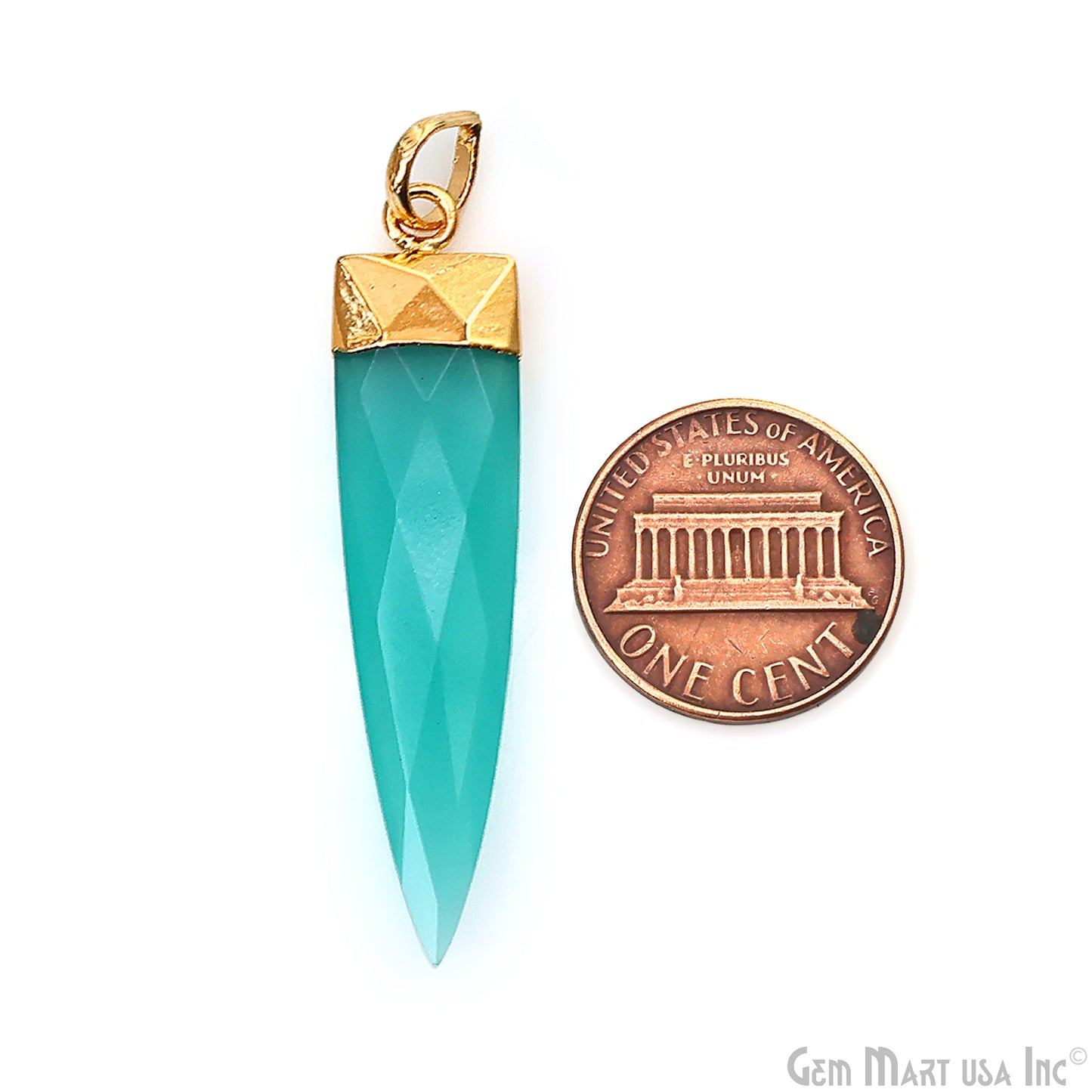 Gemstone 47x10mm Triangle Shape Gold Plated Single Bail Pendant Connector