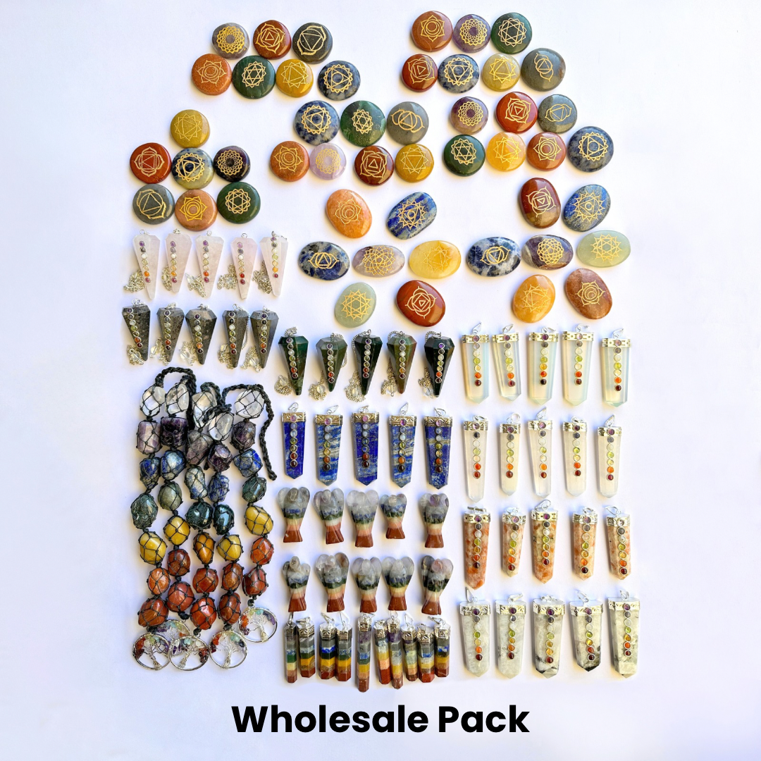 7 Chakra Healing Pack, Bulk Mixed 7 Chakra Lot, 100% Natural Gemstones, Wholesale Resale Supply, Gift Set, 4pcs+, GemMartUSA