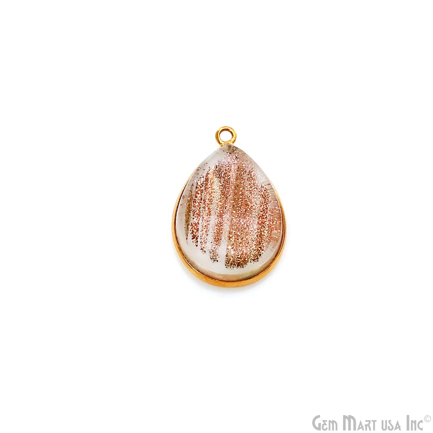 Copper Infused Cabochon 15x20mm Pears Gold Bezel Connector