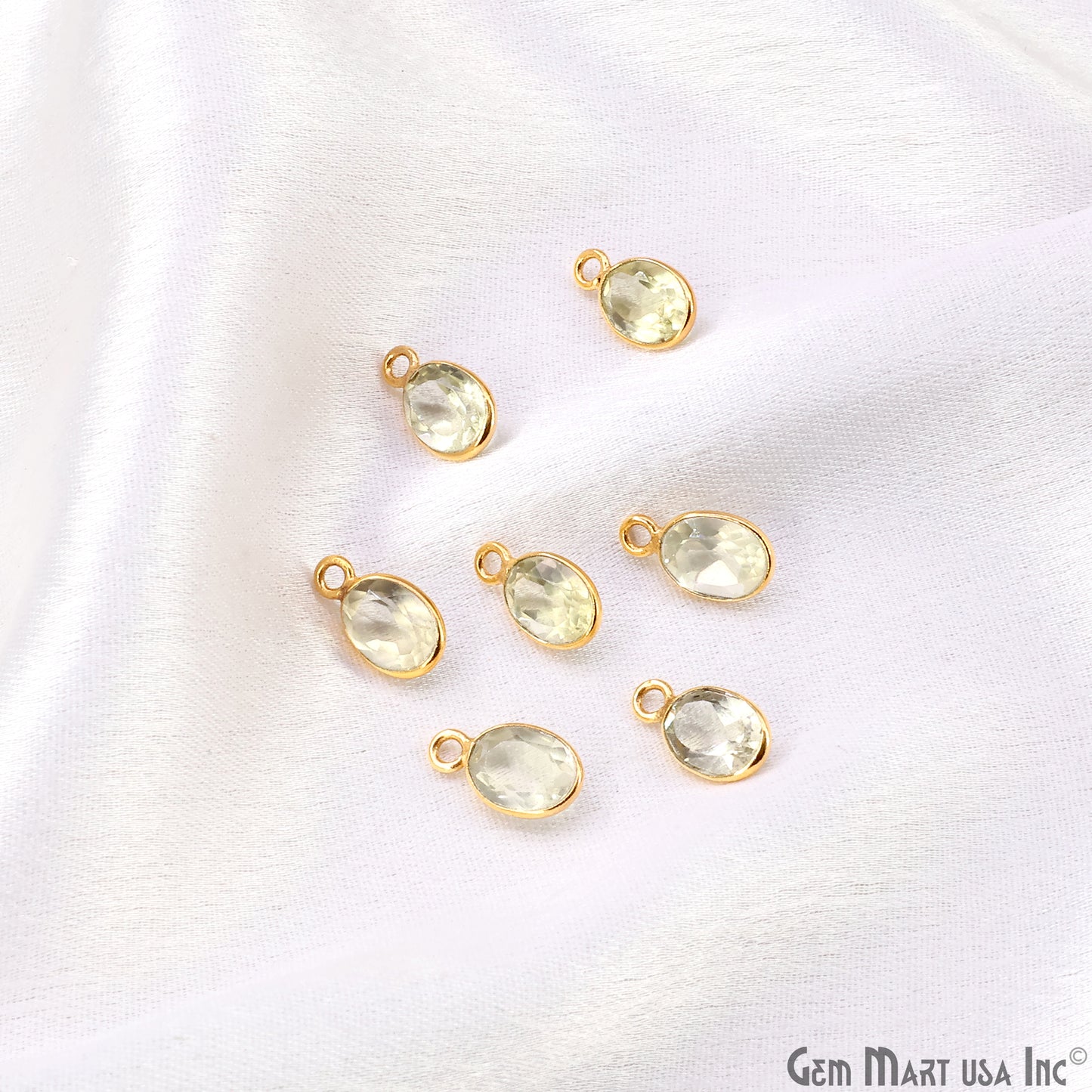 Oval 6x8mm Brilliant Cut Gold Plated Bezel Single Bail Connector