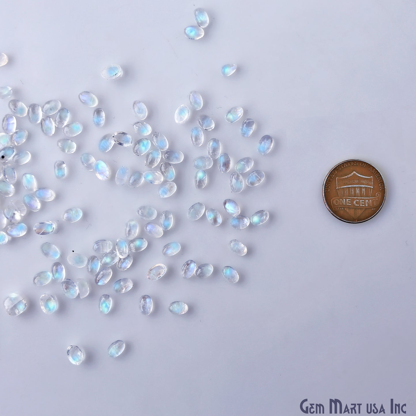 Rainbow Moonstone Wholesale Gemstones, 100% Natural Semi-Precious Gems, Rainbow Cabochons Loose Gems, 6x4mm, Oval, 5 Carats