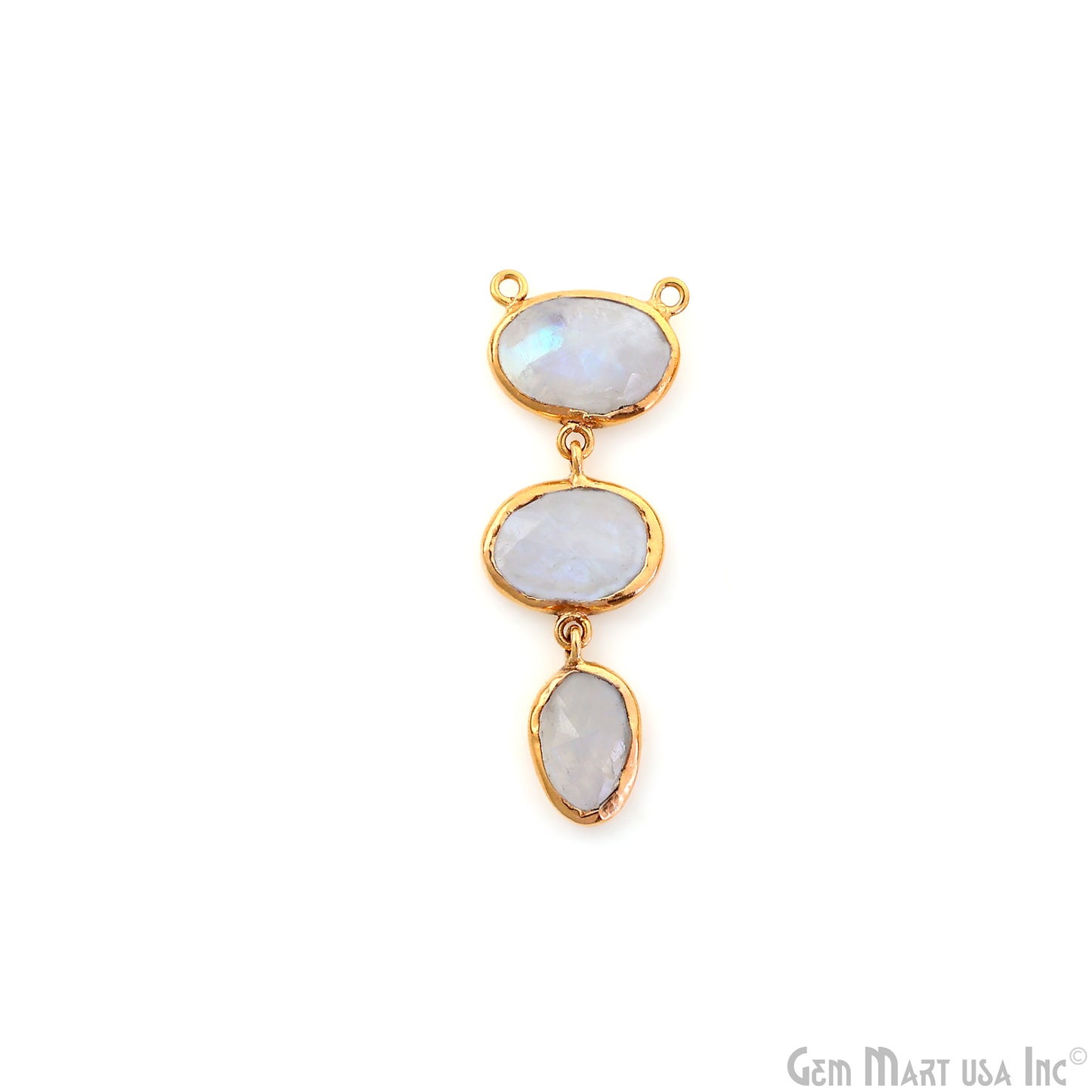 Rainbow Moonstone 48x17mm Double Bail Chandelier Finding Component