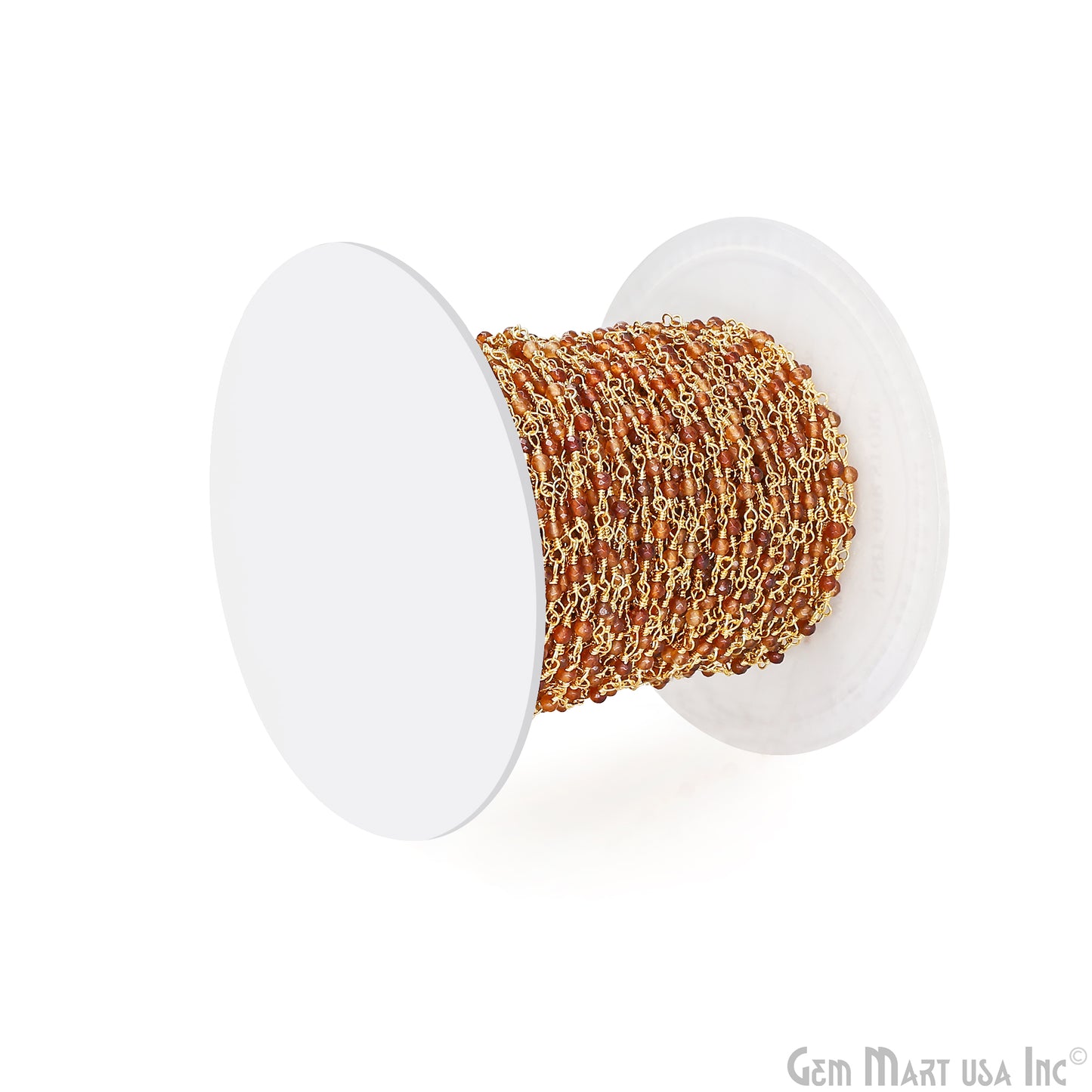 Citrine 2-2.5mm Tiny Beads Gold Wire Wrapped Rosary Chain