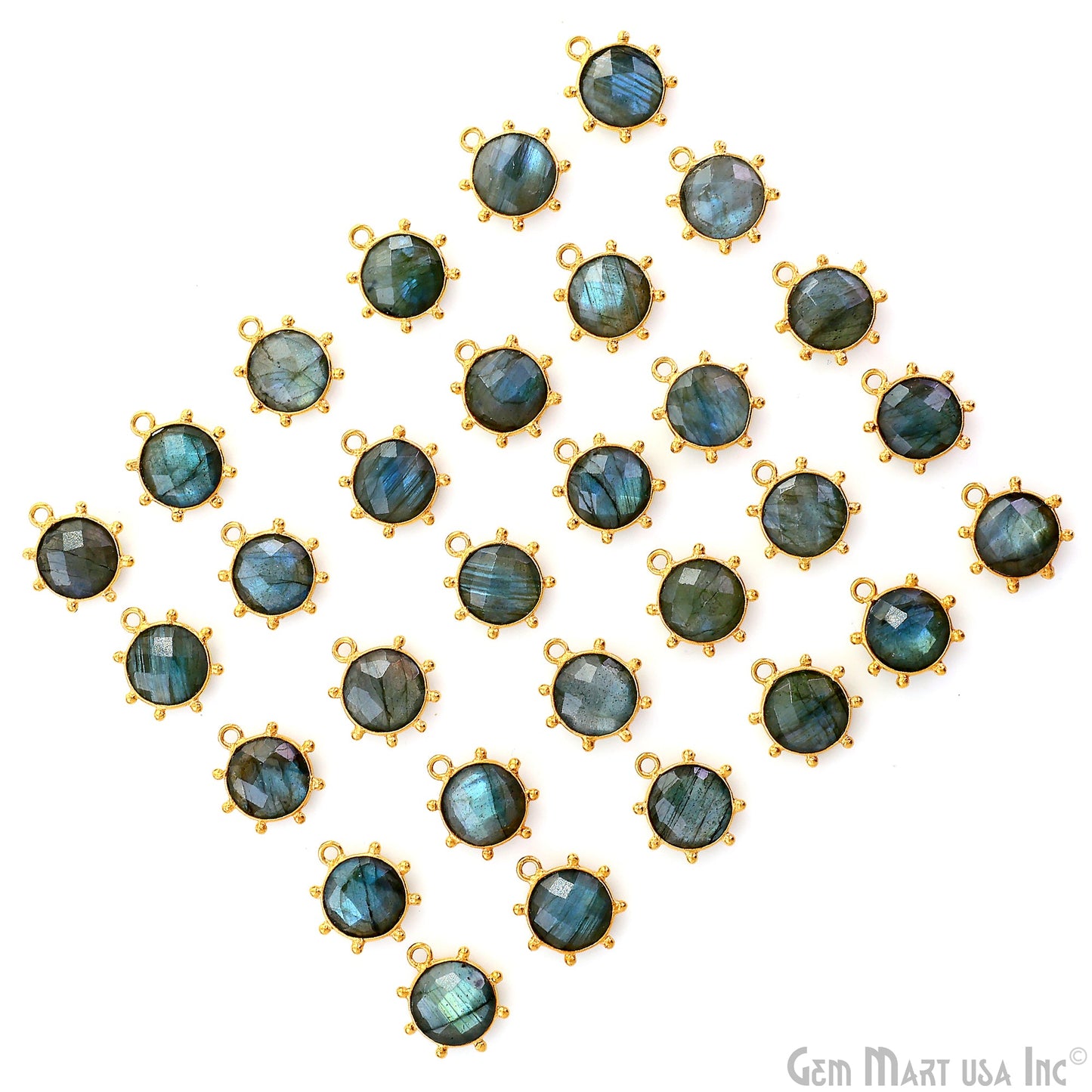 Round 15x13mm Design Bezel Gold Plated Single Bail Gemstone Connector