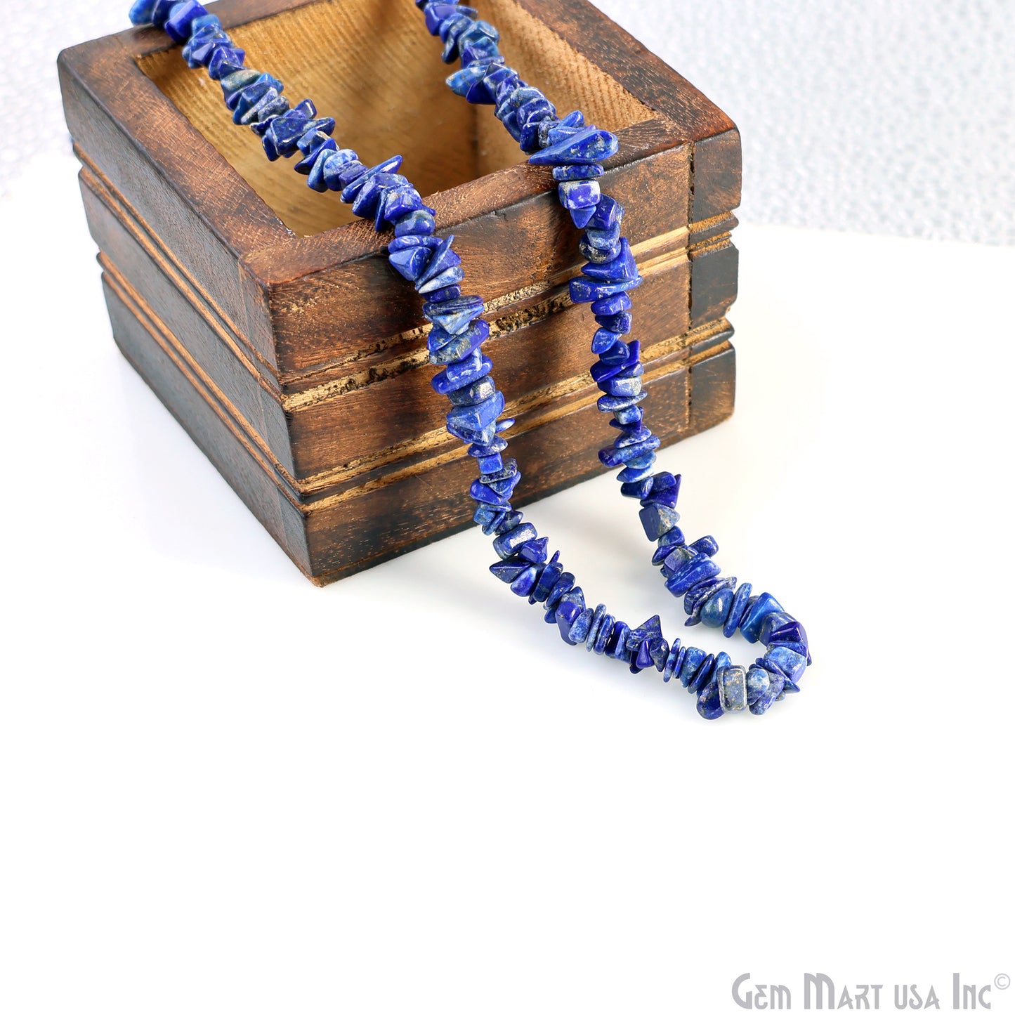 Lapis Chip Beads, 34 Inch, Natural Chip Strands, Drilled Strung Nugget Beads, 3-7mm, Polished, GemmartUSA (CHLP-70001)