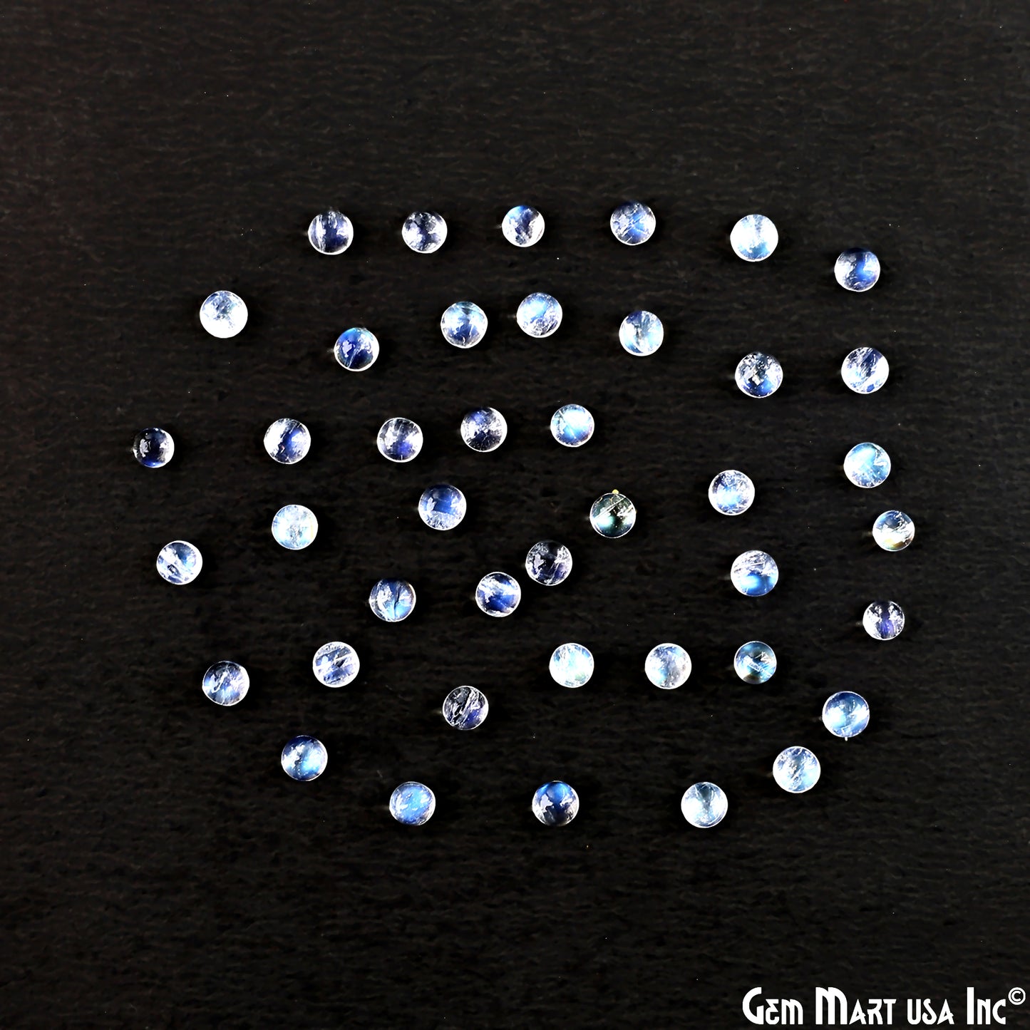 Rainbow Moonstone Wholesale Gemstones, 100% Natural Semi-Precious Gems, Rainbow Cabochons Loose Gems, 4mm, Round, 5 Carats