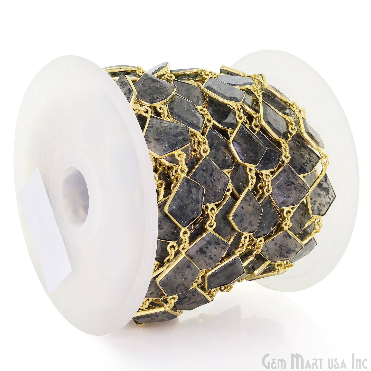 Black Rutile 10-15mm Faceted Free Form Gold Plated Bezel Connector Link Chain