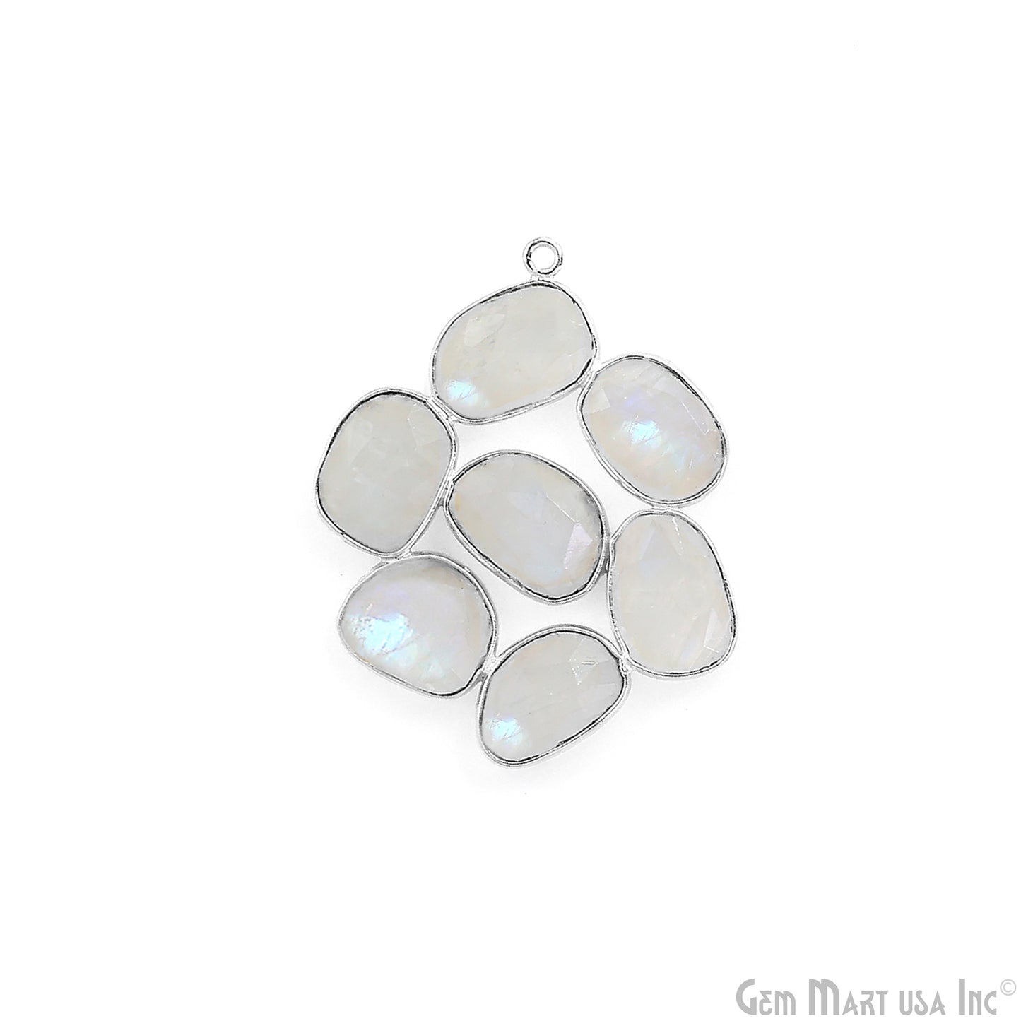 Rainbow Moonstone Silver Plated 37mm Dangle Finding Component