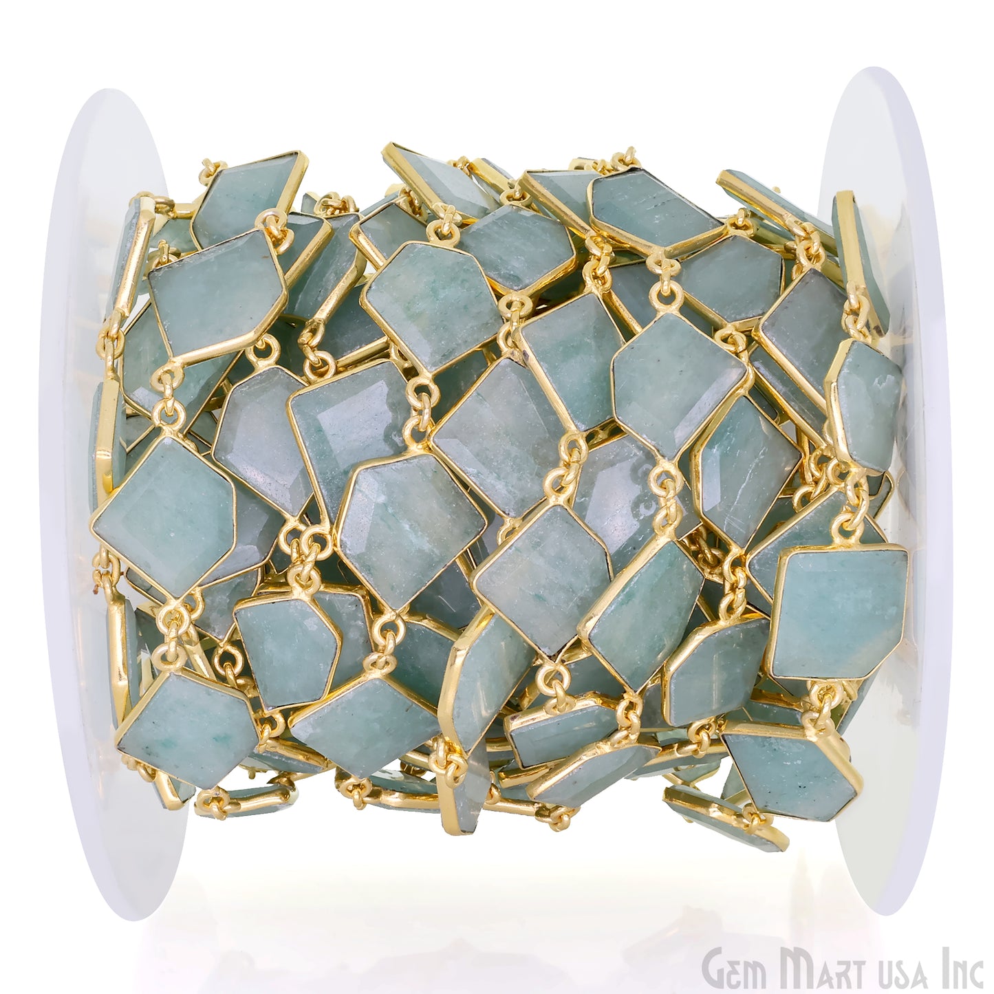 Aventurine 15mm Up Faceted Free Form Gold Plated Bezel Connector Link Chain