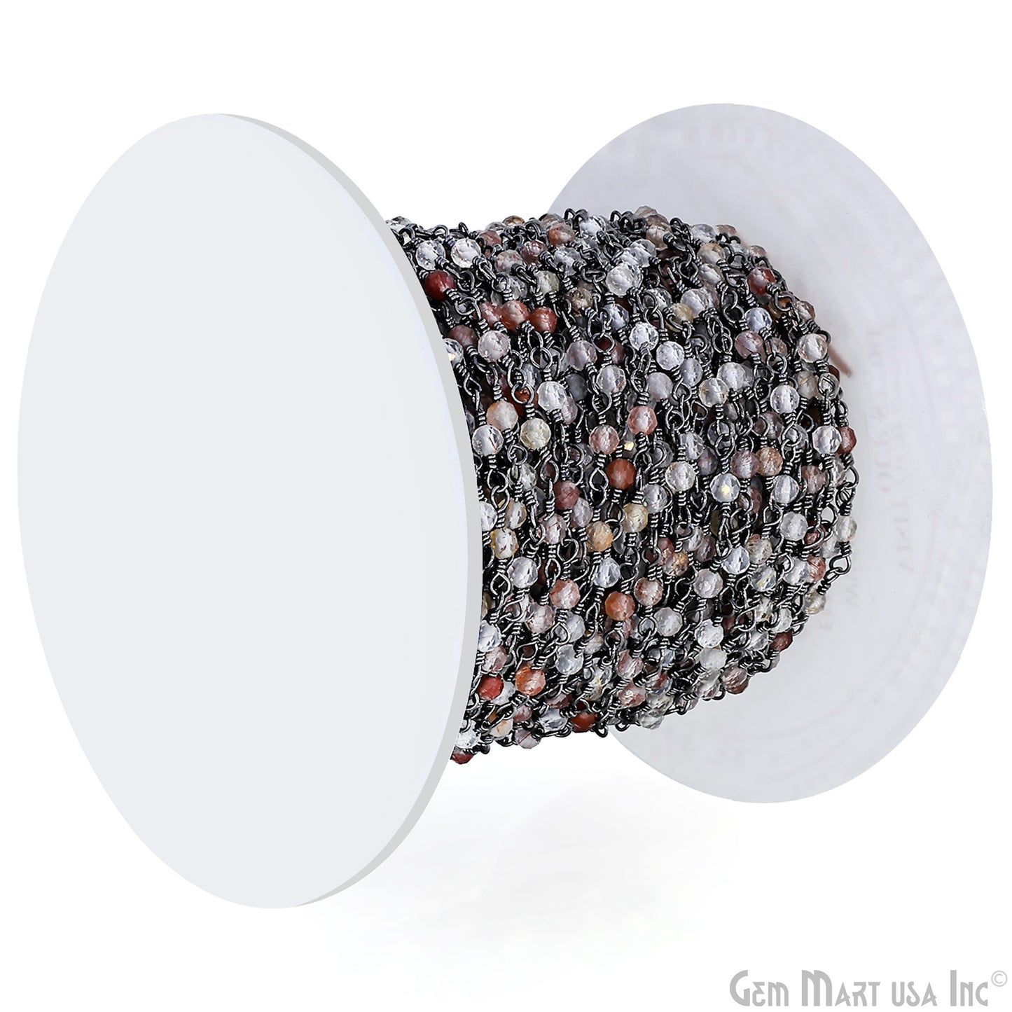 Copper Rutile Faceted 2.5-3mm Oxidized Beaded Wire Wrapped Rosary Chain