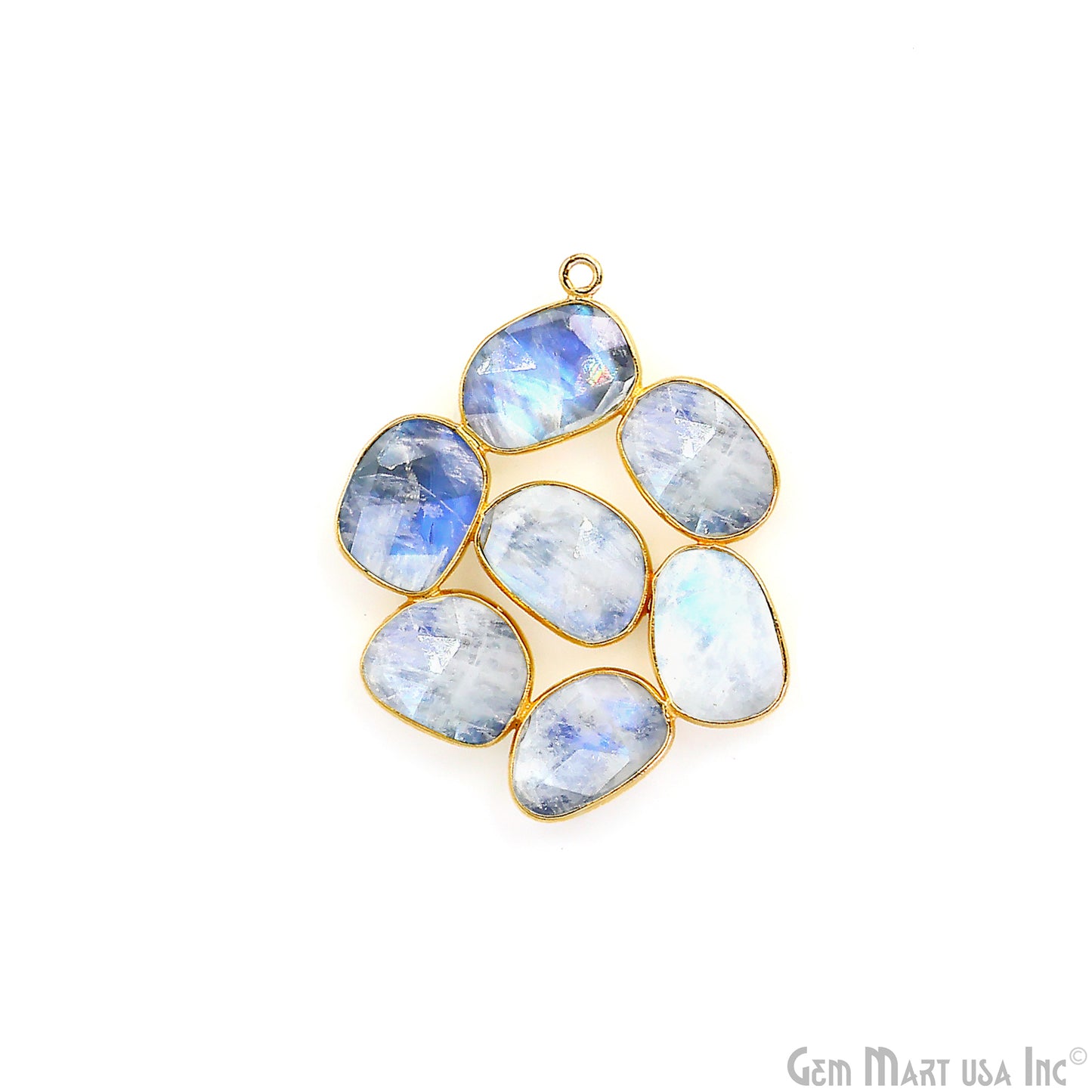 Rainbow Moonstone Gold Plated 37mm Dangle Finding Component