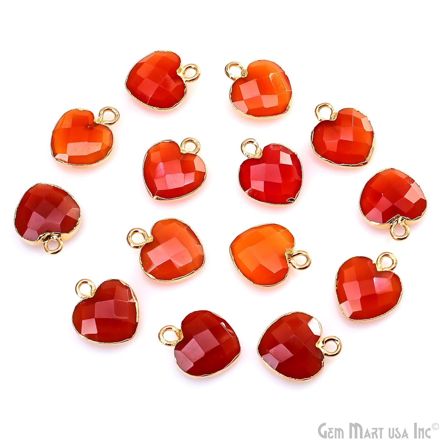 Heart Shape 13x12mm Gold Electroplated Single Bail Gemstone Connector Pendant