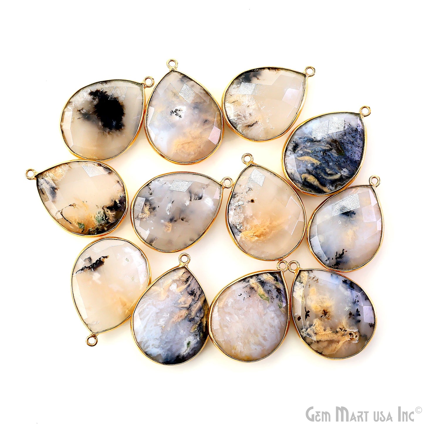 Pears 20x25mm Faceted Gold Single Bail Bezel Gemstone Connector