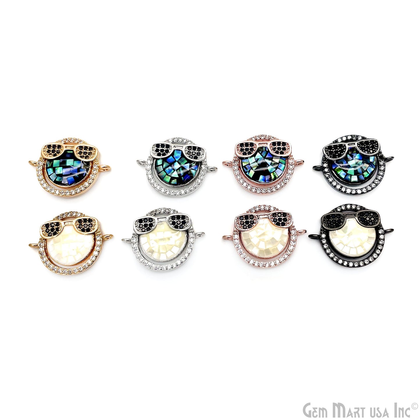 Sunglasses Smiley Face Cool Emoji Pendant 20x15mm Cubic Zircon Emoji Charm Jewelry GemMartUSA