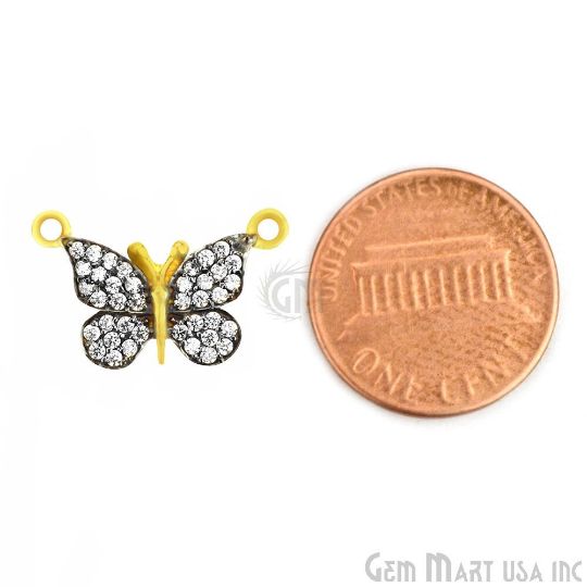 Butterfly Charm Cubic Zircon Pave Gold Vermeil Charm For Bracelet & Pendants