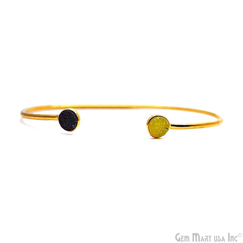 Gold Plated 6mm Round Druzy Adjustable Bangle Bracelets (Pick your Gemstone)