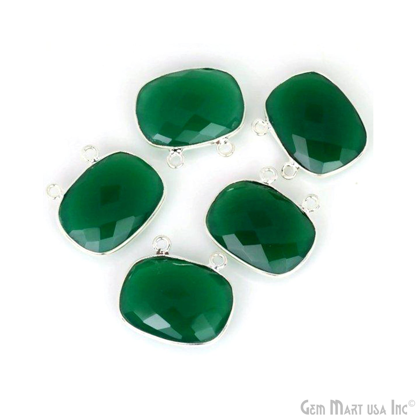 Octagon 15x20mm Silver Plated Cat Bails Gemstone Bezel Connector
