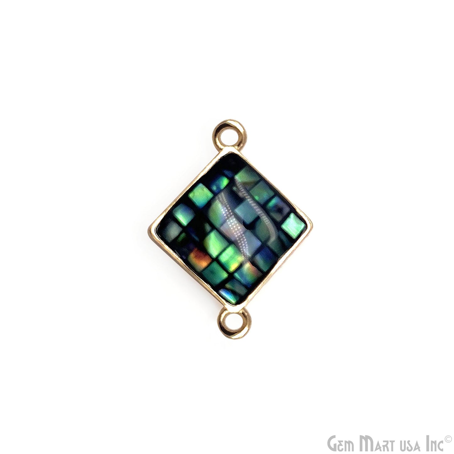 Shell Square Shape 14mm Double Bail Connector Charm Jewelry GemMartUSA