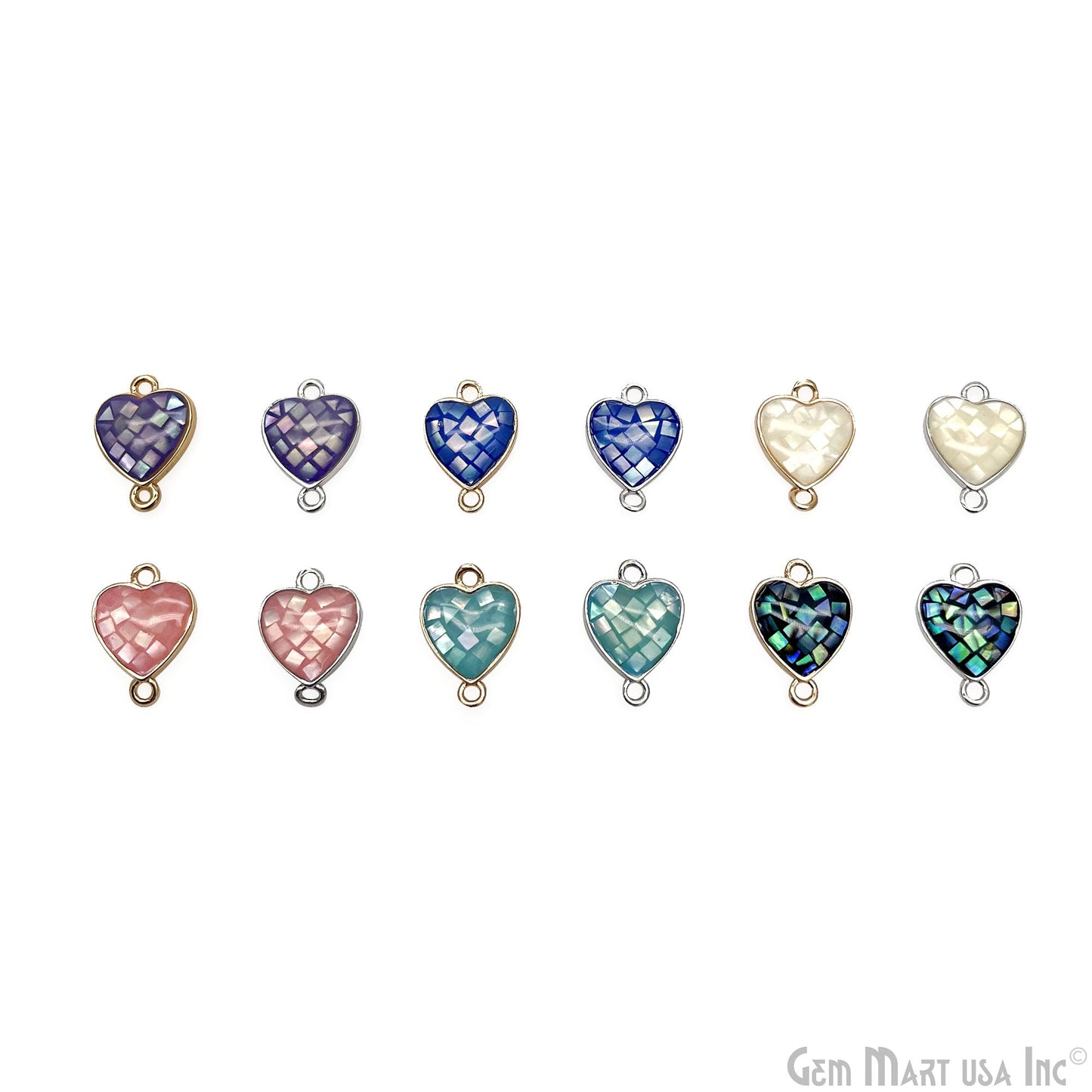 Shell Charm Heart 14x10mm Double Bail Bracelet Charm Pendant Jewelry GemMartUSA