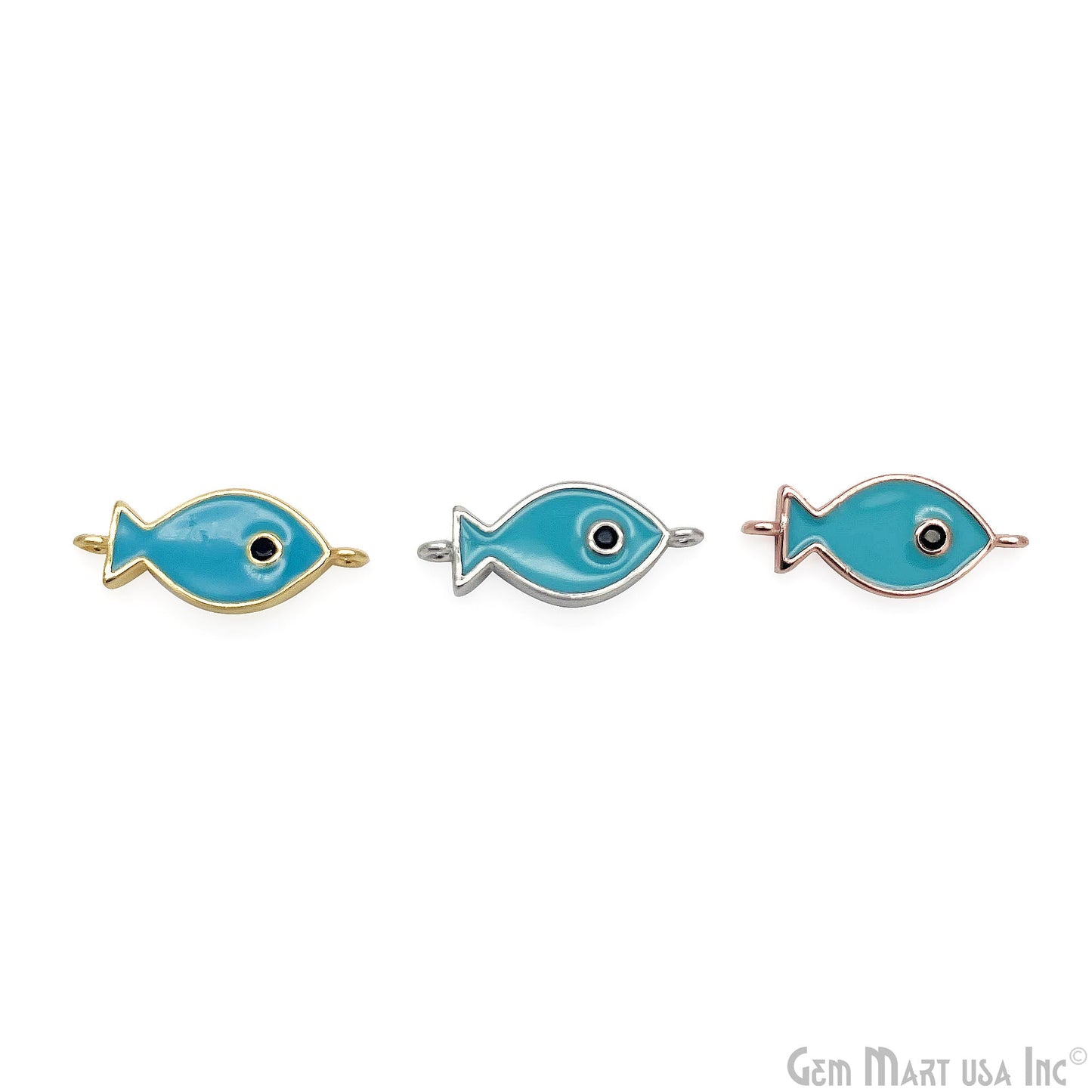 Fish Charm Blue Shell Double Bail Connector Pendant Jewelry GemMartUSA