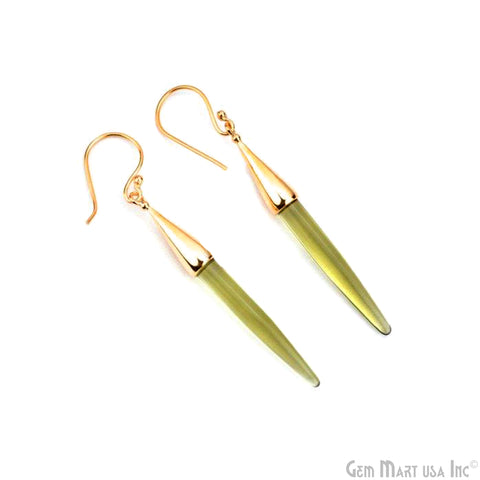 Gold Plated Spike Shape 67x5mm Gemstone Dangle Hook Earring Choose Your Style (90006-1)