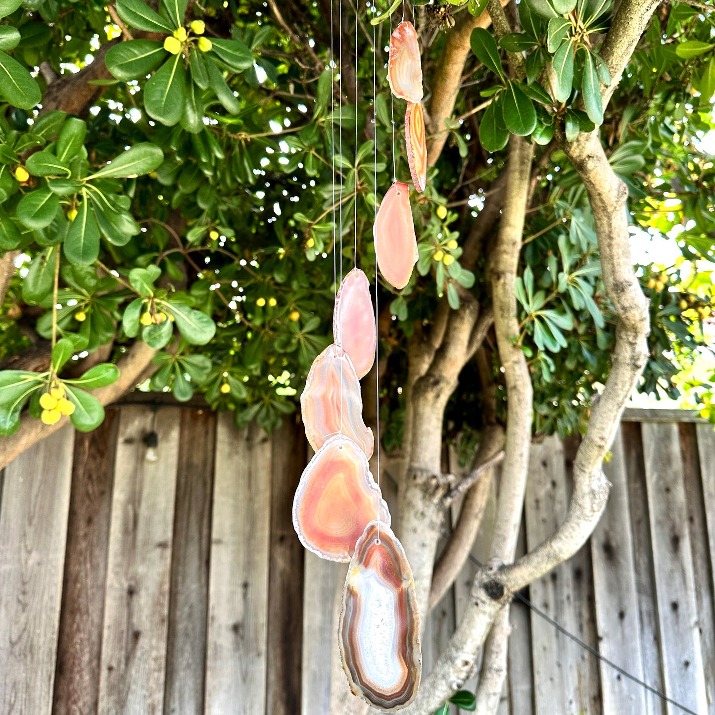 Red Agate Slice Wind Chime, Natural Gemstone Wind Chime, Garden Décor, Home Décor, Melodic Tones