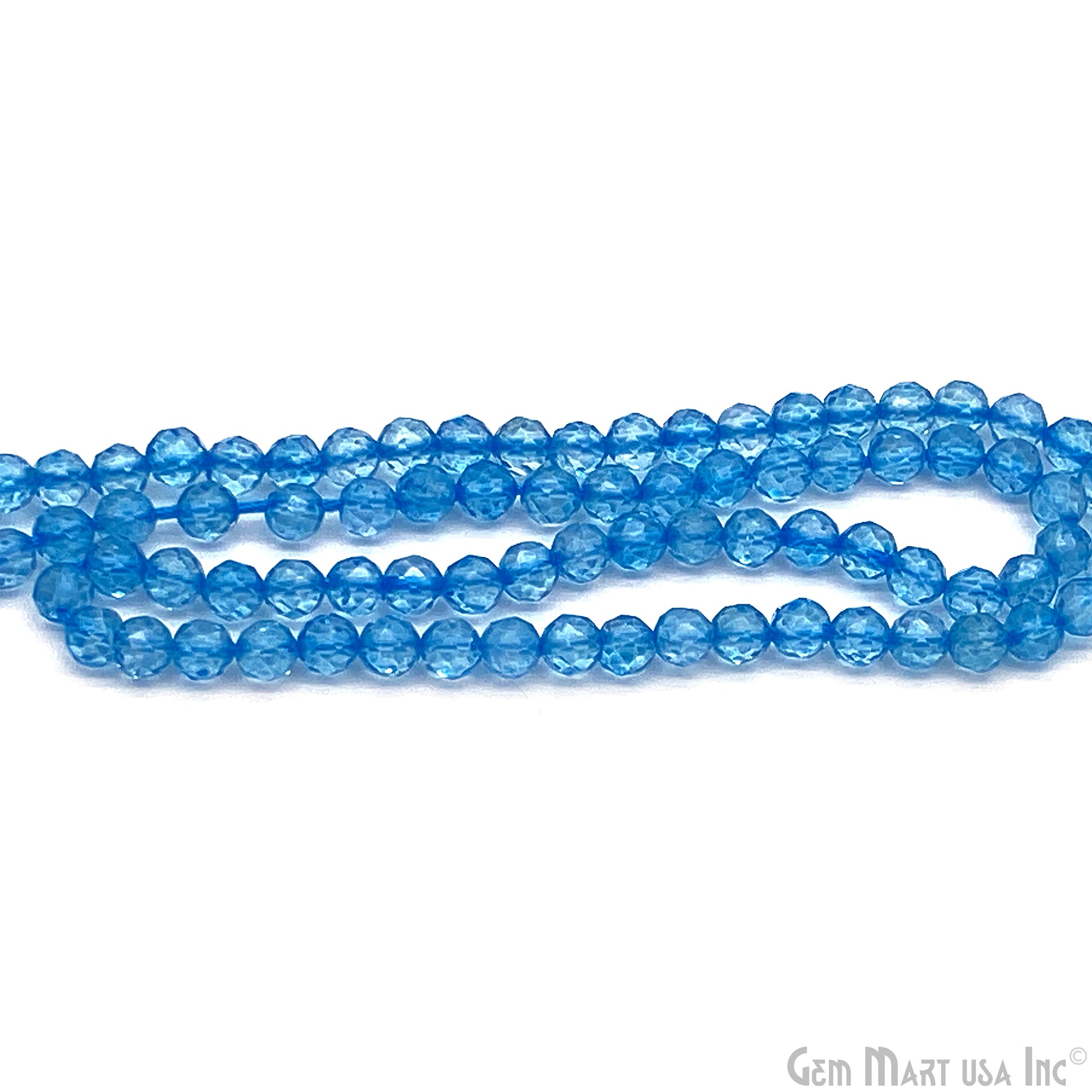 Blue Topaz Round Shape 3-4mm Beads 13 Full Strand Beads – GemMartUSA