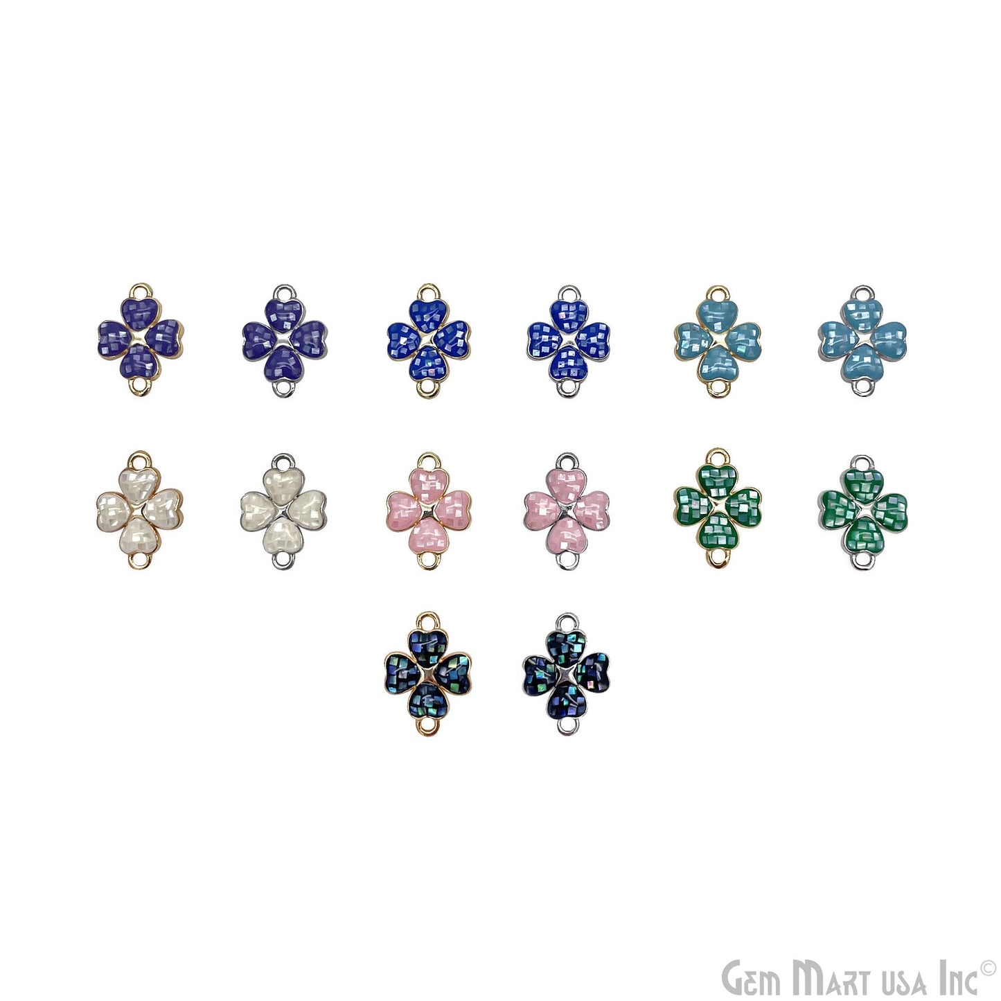 Clover shape Charm Shell 16x12mm Double Bail Connector Charm Jewelry GemMartUSA
