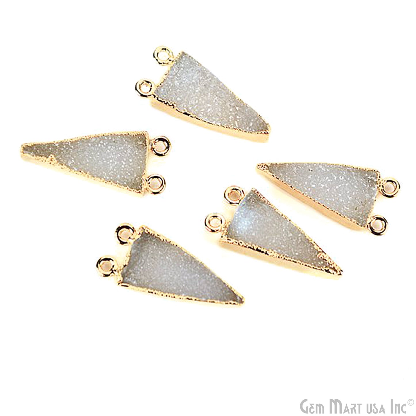 Trillion Gold Electroplated Druzy 10x20mm Cat Bail Connector