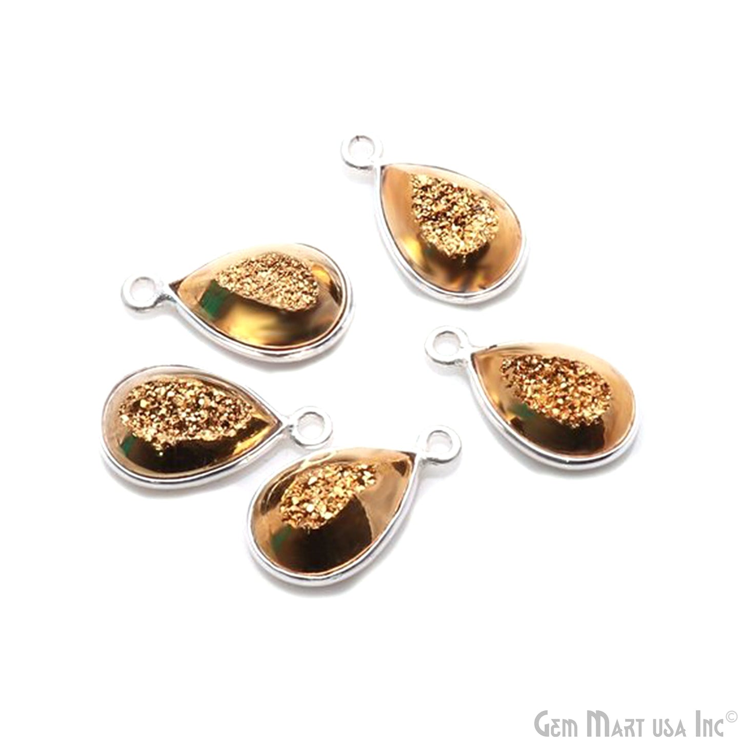 Window Druzy 8x12mm Pears Bezel Cave Druzy Connector (Pick Color, Bail, Plating)