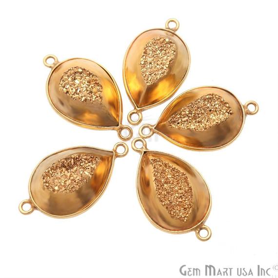 Window Druzy 13x18mm Pears Bezel Cave Druzy Connector (Pick Color, Bail, Plating) - GemmartUSA