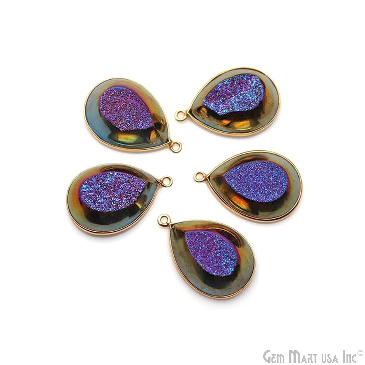 Window Druzy 16x22mm Pear Bezel Cave Druzy Gemstone Connector (Pick Your Color, Bail)