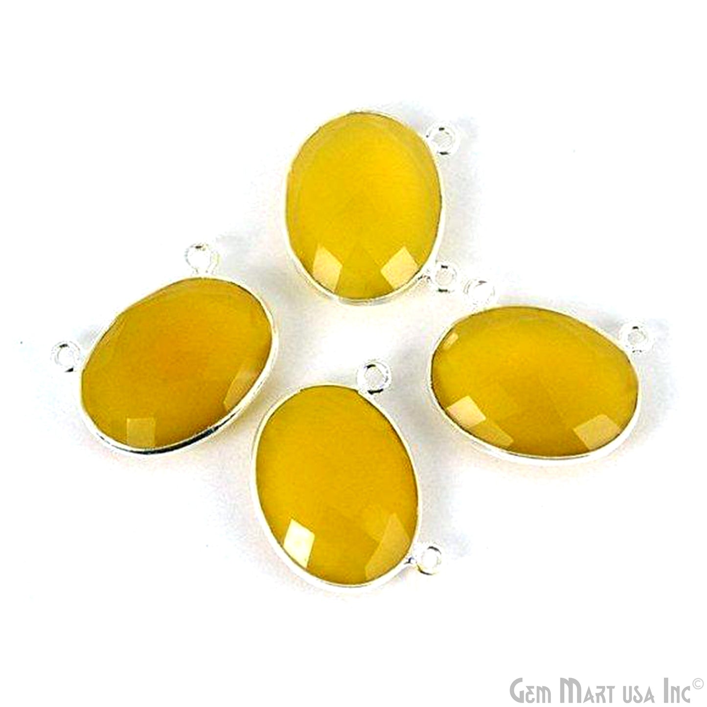 Oval 15x20mm Cat Bail Gemstone Silver Bezel Connector