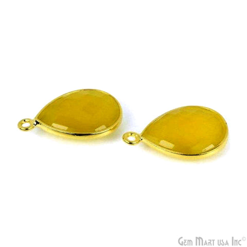 Pear 12x16mm Single Bail Gold Bezel Gemstone Connector