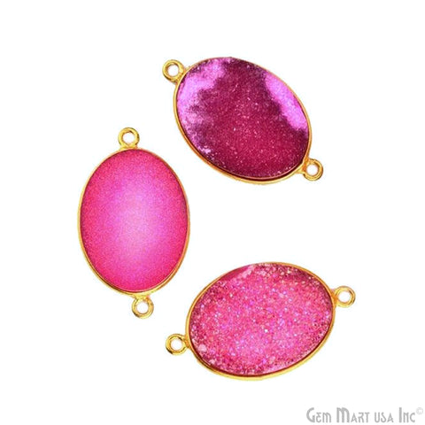 Color Druzy 15x20mm Oval Bezel Gold Plated Bail Gemstone Connector