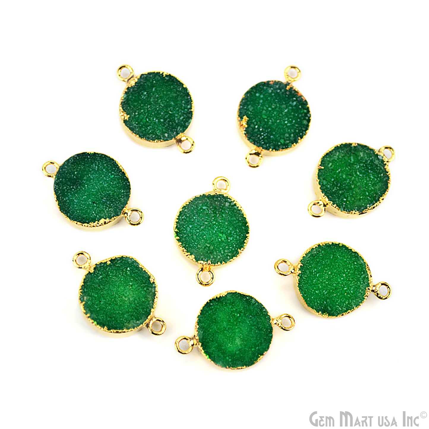 Gold Electroplated 14mm Round Druzy Double Bail Gemstone Connector