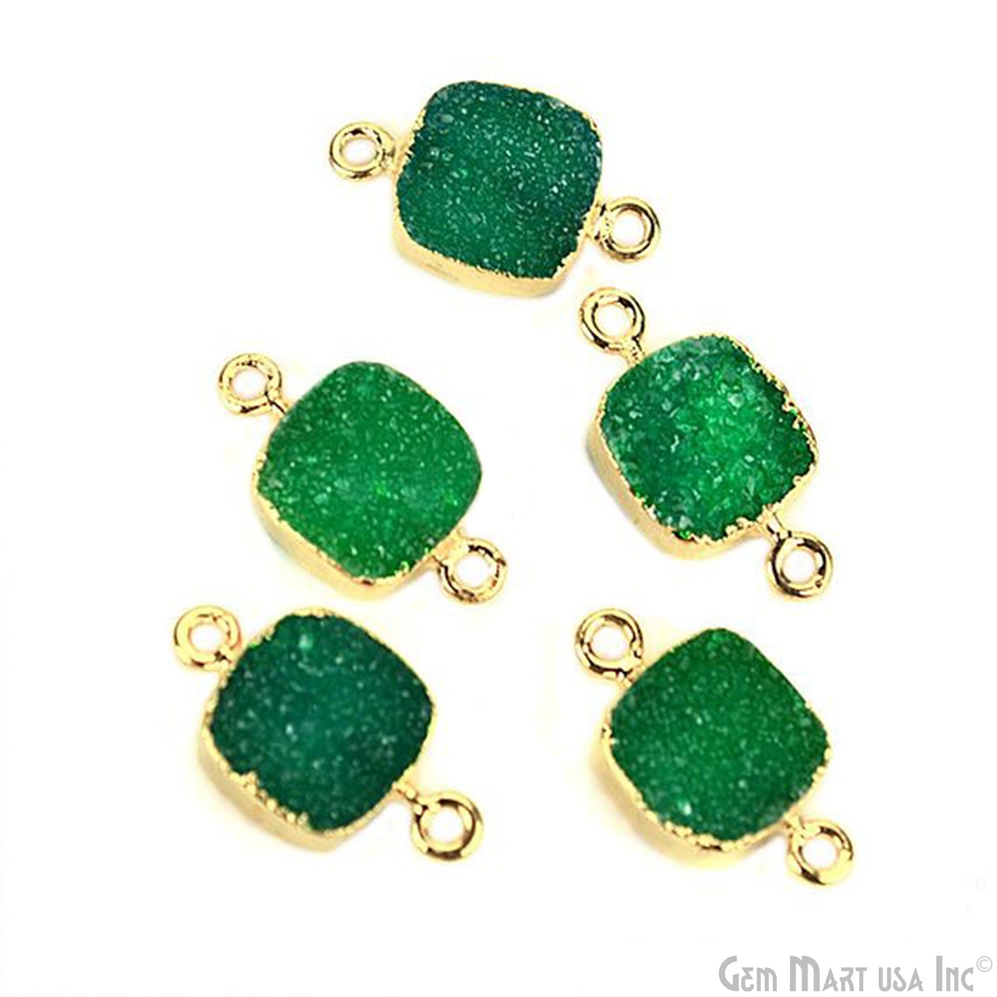 Gold Electroplated 10mm Square Double Bail Druzy Gemstone Connector