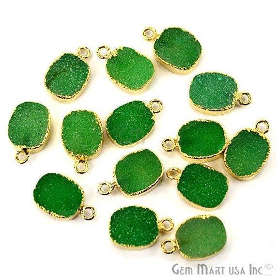 Clearance Gold Electroplated 12x16mm Octagon Single Bail Druzy Gemstone Connector